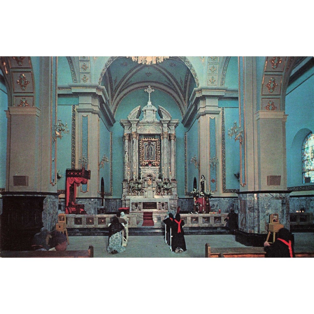 Vintage Cathedral of Ciudad Juarez Mexico Altar Our Lady of Guadalupe Postcard
